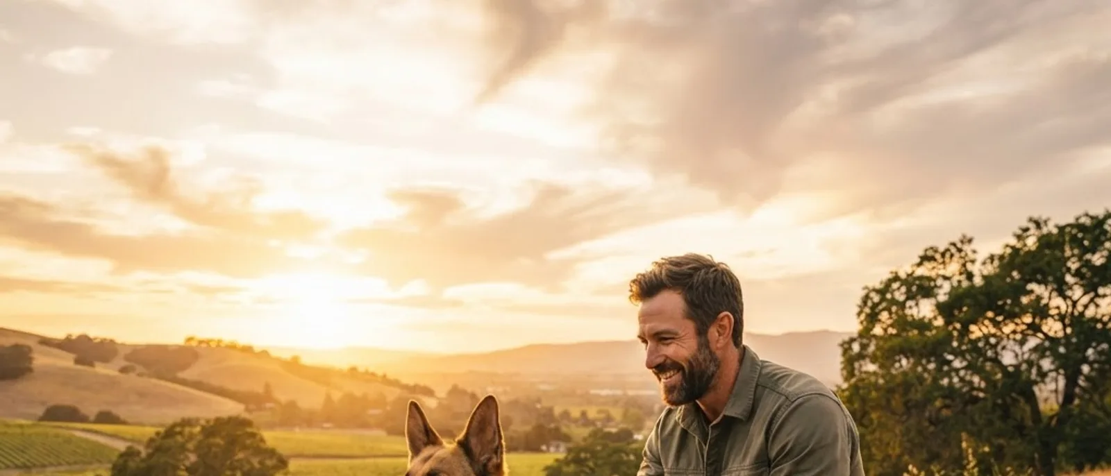 A trainer coaching a dog owner outdoors