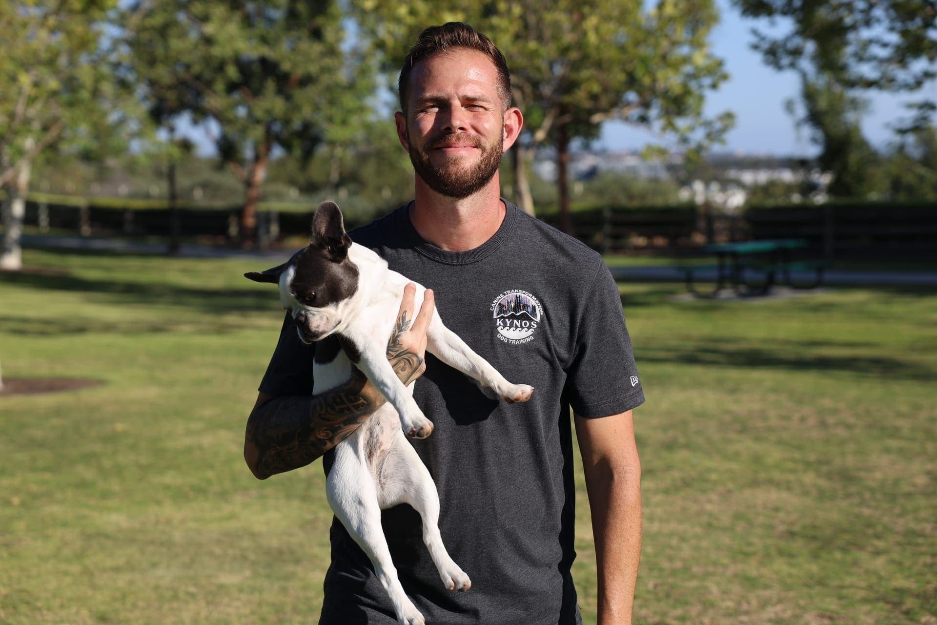Jake building trust with a dog during the Relationship Reset program in Orange County